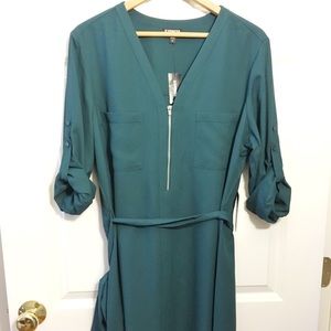 NWT Express Portofino Zipper Dress Green